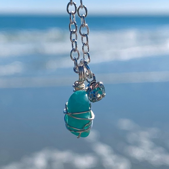 Amazonite Rhinestone Crystal Necklace - Picture 3 of 6